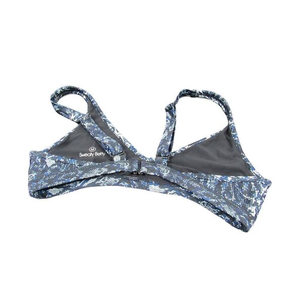 Sweaty Betty Medium Blue Snake Print Retro Bikini Top - Picture 3 of 4